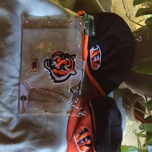 Bengals hats and clear stadium purse